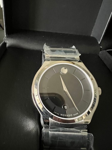Movado 0606493 Quadro schwarzes Zifferblatt silberfarben Herren brandneu mit Etikett - Bild 1 von 6