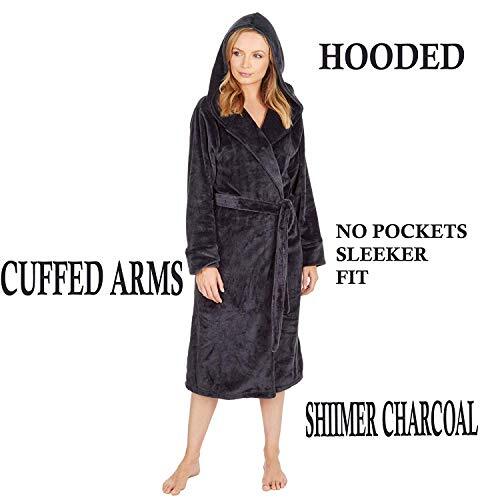 LADIES DRESSING GOWNS FLEECE SOFT COSY FLEECE HOODED NEW SHIMMER ROBE - Picture 25 of 31