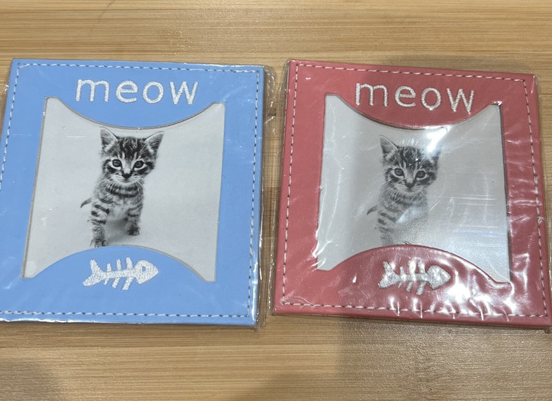 Cat Picture Frames Pink And Blue "Meow"