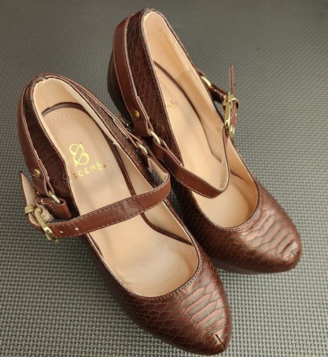 Scene by Sun Luna Maroon decolte plateau in pelle con tacco misura 7 (AV2) - Foto 6 di 14