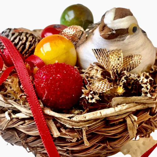 Weihnachtsschmuck Vogel im Nest mit Eiern hängend Frühling Ostern - Bild 9 von 9