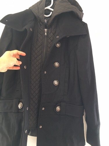 BUFFALO BY DAVID BITTON Women's New Size XS Black Wool Blend Hoodie Coat Jacket - Picture 4 of 9