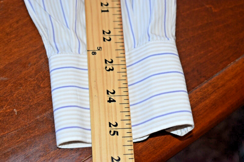 Isaia Napoli Shirt Mens 16-41 Button Up Purple striped 100% Cotton - Picture 8 of 14