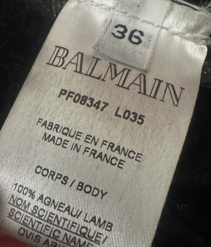 5,6k Gorgeous Authentic Balmain Black Lambskin Leather Shearling Coat Jacket 36 - Picture 7 of 9