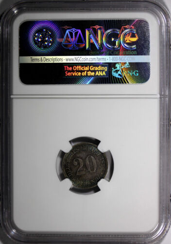 Germany - Empire Wilhelm I Silver 1876 D 20 Pfennig NGC MS64 TONING KM#5 (011) - Picture 3 of 4