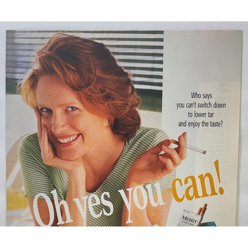 Merit Cigarettes Vintage Color Print Ad 90s Smiling Woman Yes You Can! - Picture 4 of 6