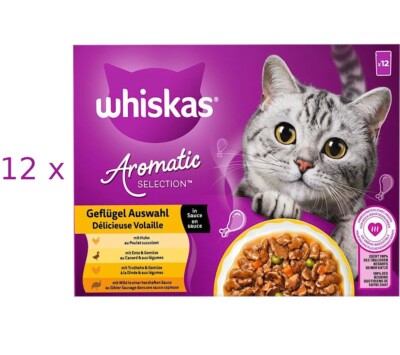 144 x 85 g Whiskas Aromatic SELECTION (  6,09kg) Geflügel Auswahl in Sauce