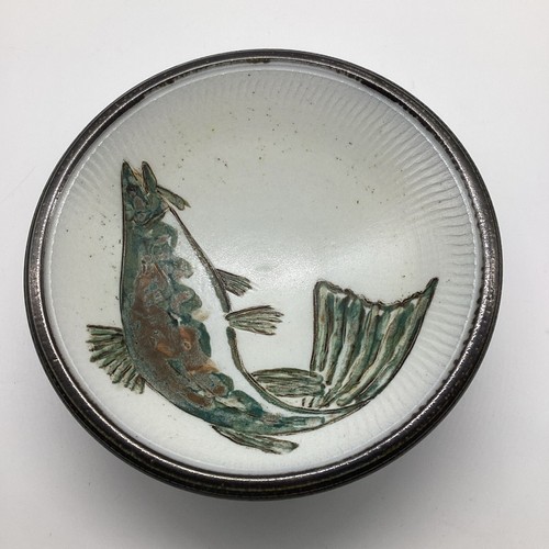 Dan Barnett Art Pottery Fish Pedestal Bowl Signed Home Decor - Picture 3 of 14