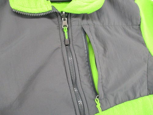 Women's Size Large Never Stop Exploring Zip Up Fleece Jacket Green Gray Pockets - Picture 4 of 18