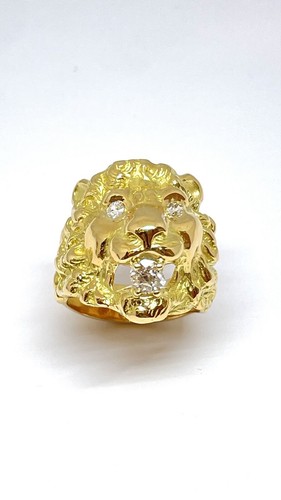 Löwenkopf Ring 18 Karat Gelbgold und Diamanten, T66 kostenlos verstellbar - Bild 10 von 12