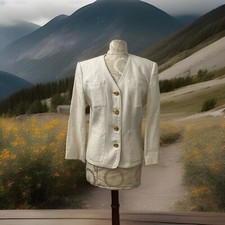 Vintage Liz Claiborne Collection Women White 100 Linen Blazer SZ 6
