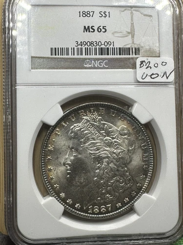 1887 MORGAN SILVER DOLLAR NGC MS65 GREAT COLOR!