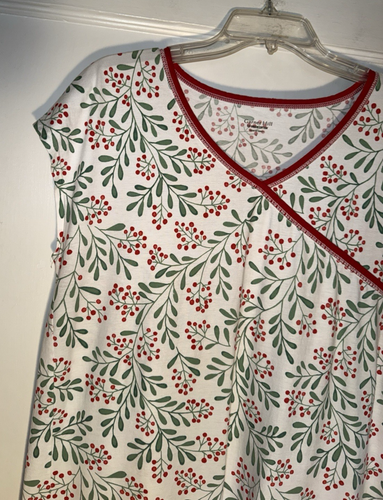 Garnet Hill Organic Cotton Asian Wrap Short sleeve Nightgown Size L - Picture 4 of 13