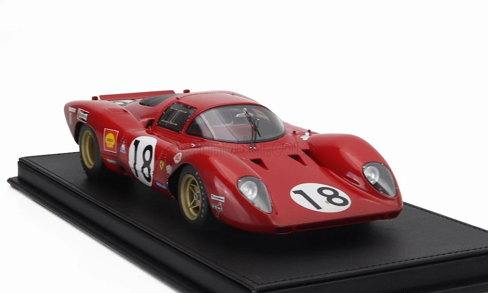 MODELLINO AUTO STATICO TOP MARQUES FERRARI 312P LE MANS 1969 RODRIGUEZ 1/18 - Immagine 4 di 4