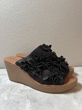 Sole Society Poppie Womens Sandals Slides Wedge Heel Platform Black Floral 7