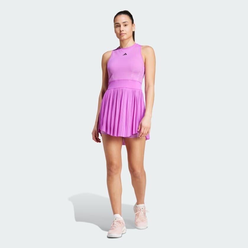 Vestido de tenis Adidas WOW Pro y pantalones cortos de compresión para mujer Aeroready púrpura