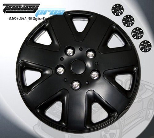 4pcs Qty 4 Wheel Cover Rim Skin Cover 16" Inch, Style 026 16" Hubcap Matte Black - Picture 2 of 4