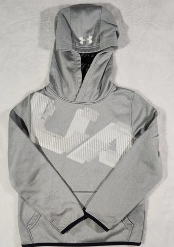 Under Armour ColdGear Hoodie Boys Small Gray White - Picture 2 of 7