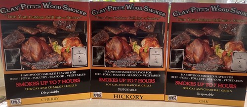 3 Disposable Wood Smoker Kits Wood Chips Charcoal Gas Grill Cherry Oak Hickory - Picture 4 of 10
