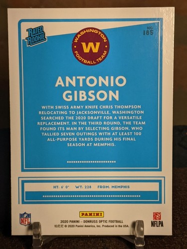 2020 Panini Donruss Optic #185 Antonio Gibson RC - Picture 6 of 6