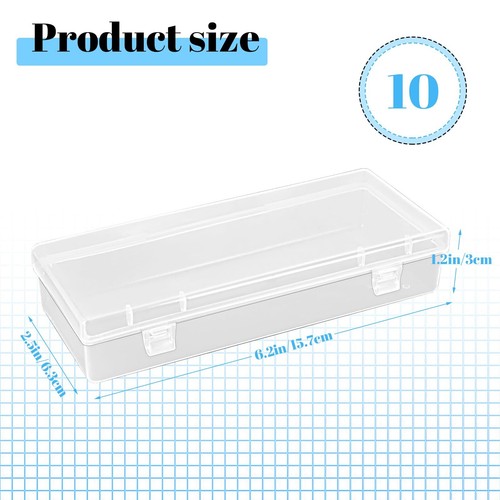 10 Pcak Rectangle Clear Boxes for Beads, Jewelry, Game Pieces, Pens and Crafts - Picture 3 of 7