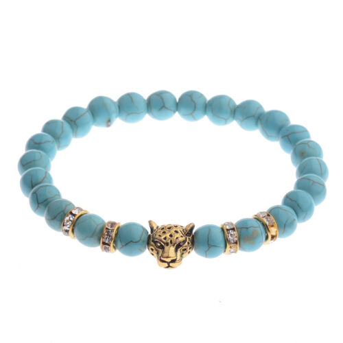 Heißer Verkauf Herren Gelb Tigerauge Gold Leopardenkopf Perlen Yogo Stretch Armband - Bild 65 von 65