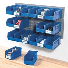 Wall Panels With (18 ) Blue Hanging Bins 36x11x19