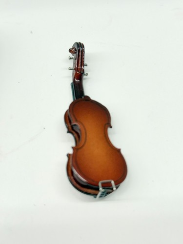 Miniatura violino e archetto legno in custodia 3" casa delle bambole piccolo strumento sala musica - Foto 5 di 7