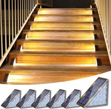 VOLISUN Solar Step Lights Outdoor Waterproof, LED Stair 6 Pack, Brown 