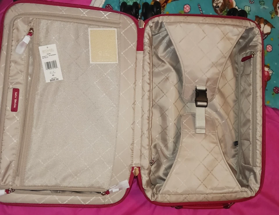 MICHAEL KORS SMALL SUITCASE LUGGAGE CARRY ON TRAVEL RASBERRY NWT - Image 3 of 4