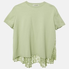 Valentino Green Knit Lace Flared Blouse M