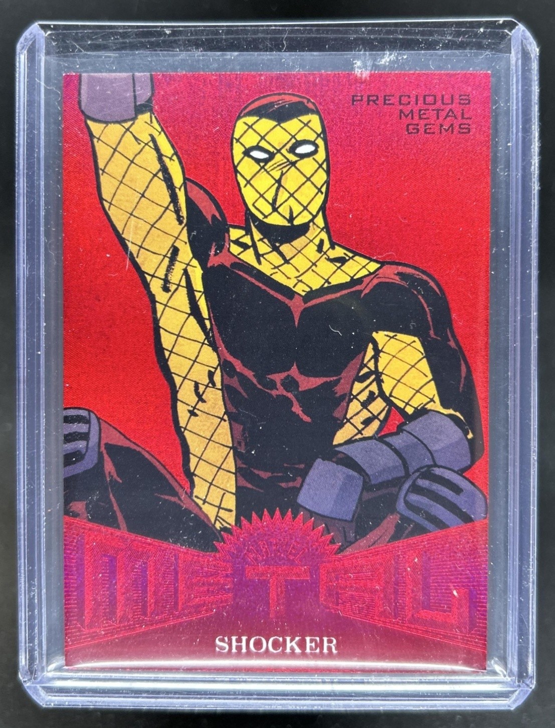 2017 Fleer Ultra Marvel Spider-Man Shocker Metal Precious Gems Red #/99