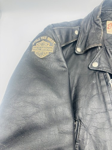 VTG Excelled Leather Motorcycle Jacket Harley Davidson POW Patched Made USA 42R - Picture 3 of 14