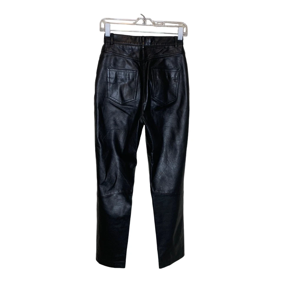 Margaret Godfrey Vintage Negro Cuero Alto Pantalón Cuero Talla 4 Foto 2 de 4