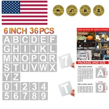 6 Inch Letter Stencils and Numbers, 36 Pcs Alphabet Art Craft Stencils, Reusa...