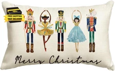 Merry Christmas Nutcracker Throw Pillow Cover, 12 X 20 Inch Winter Holiday Party