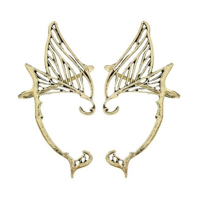 2Pcs Gothic Piercing Elf Ear Cuff Wrap Stud Earring, Hollowed Cat Ear Wrap Pierc