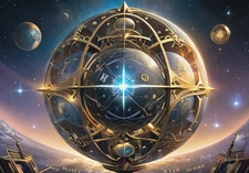 Surrealism Zodiac Sphere Abstract Canvas Wall Art Picture 40x28" (102x71cm)