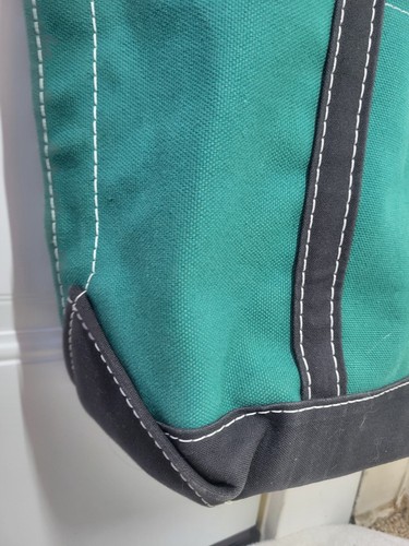 Vintage 90s LL Bean Boat and Tote Canvas Bag Med Green/Navy 15x13 RARE COLOR - Bild 7 von 24