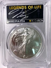 2021 $1 American Silver Eagle 2 PCGS PSA MS70 Legends of Life Mike Piazza