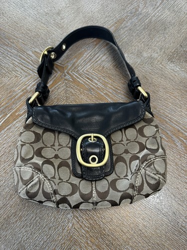 Coach Soho Black Mini Signature Shoulder Bag Black/Br… - Gem
