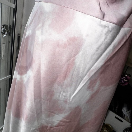 NWT Taylor Spaghetti Strap Cowl Neck Side Slit Maxi Slip Pink Tie Dye Dress 16 - Picture 5 of 14