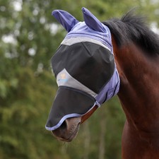Shires Fine Mesh Fly Mask with Ears  Nose - Sky