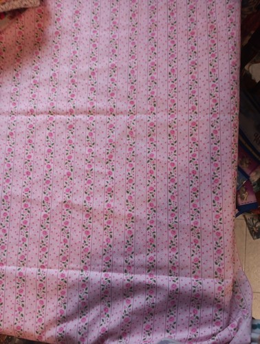 VTG Cotton Fabric Pink Cabbage Roses Floral Stripes 44 x 43 Sewing Quilting - Picture 14 of 15