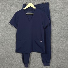 Figs Womens Small Medical Scrub Set Blue Jogger W18SW2005 Drawstring