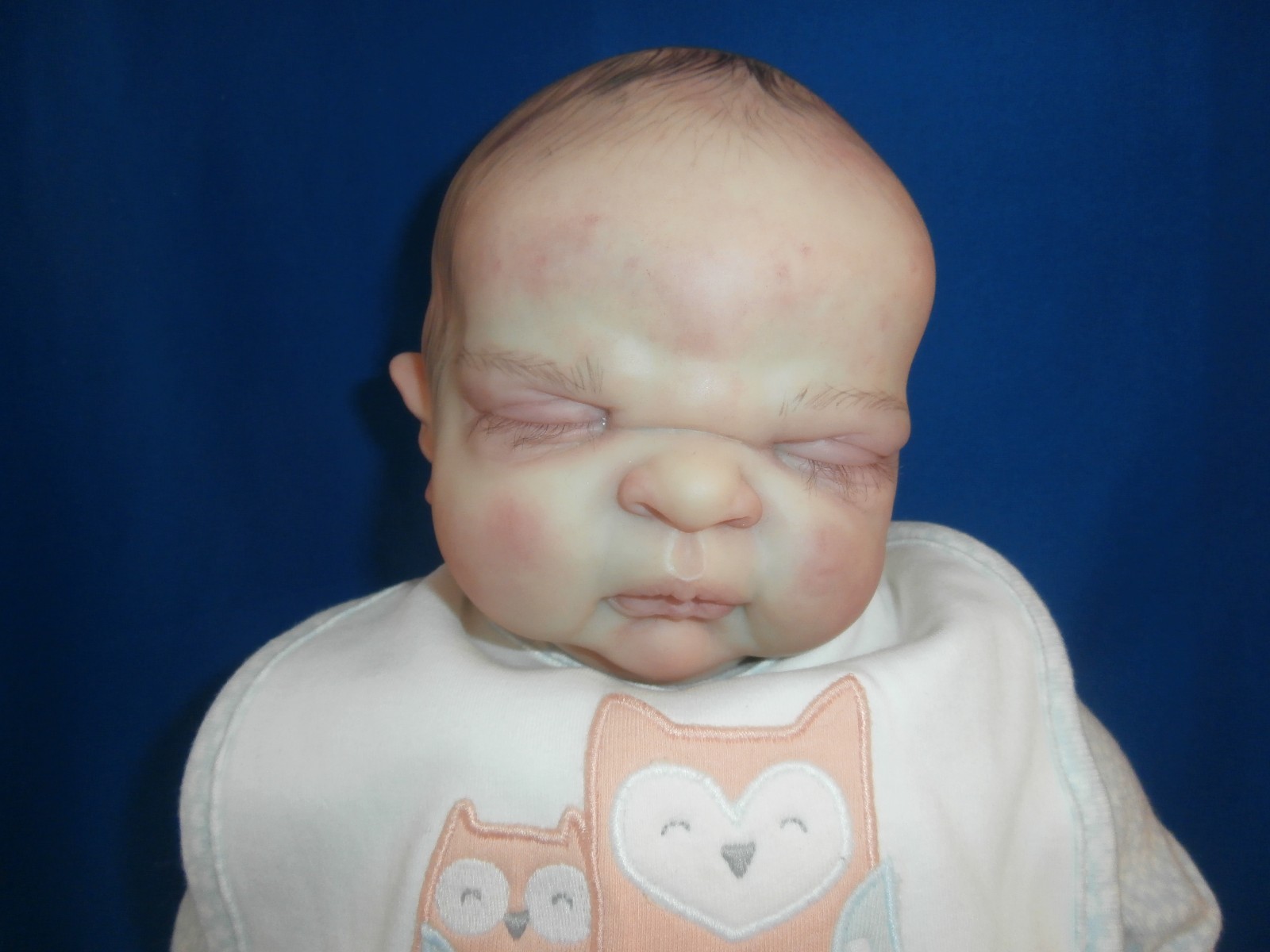 20" REBORN BABY DOLL CLOTH BODY CLOSED EYES PAINTED HAIR SIG
