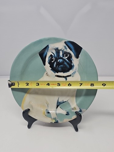 Sally Muir Anthropologie Dog-a-Day PUG piatto da dessert in gres 8,5" - Foto 7 di 7