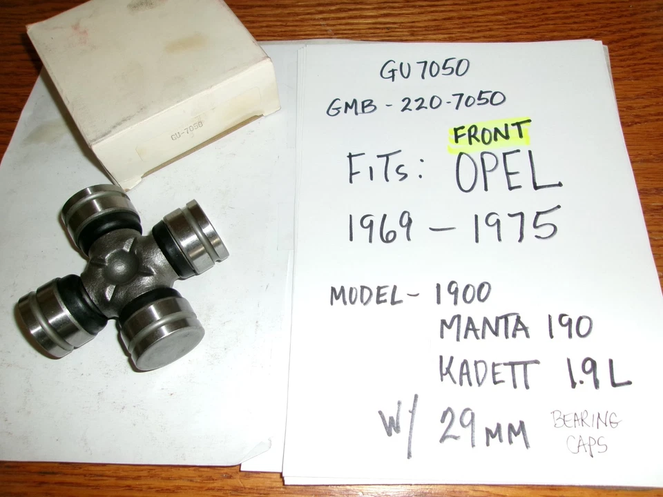 FRONT U-JOINT GU-7050 适合 1969 - 75 OPEL 1900,MANTA 190,KADETT 带 1.9L 220-7050 — 第 3/4 张图片