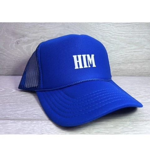 NEW I AM HIM ROYAL BLUE HAT 5 PANEL HIGH CROWN TRUCKER SNAPBACK VINTAGE - product listing photo