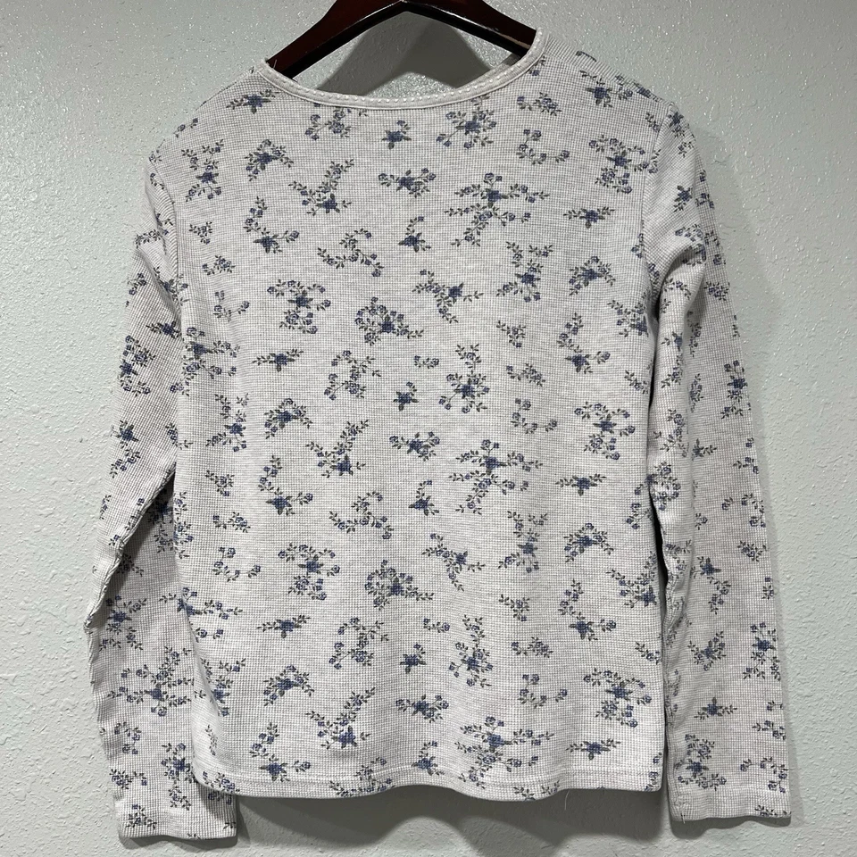 Camisa Top Floral Tejido Gofre Sonoma De Colección Térmica Henley Para Mujer Talla Pequeña” Foto 3 de 4